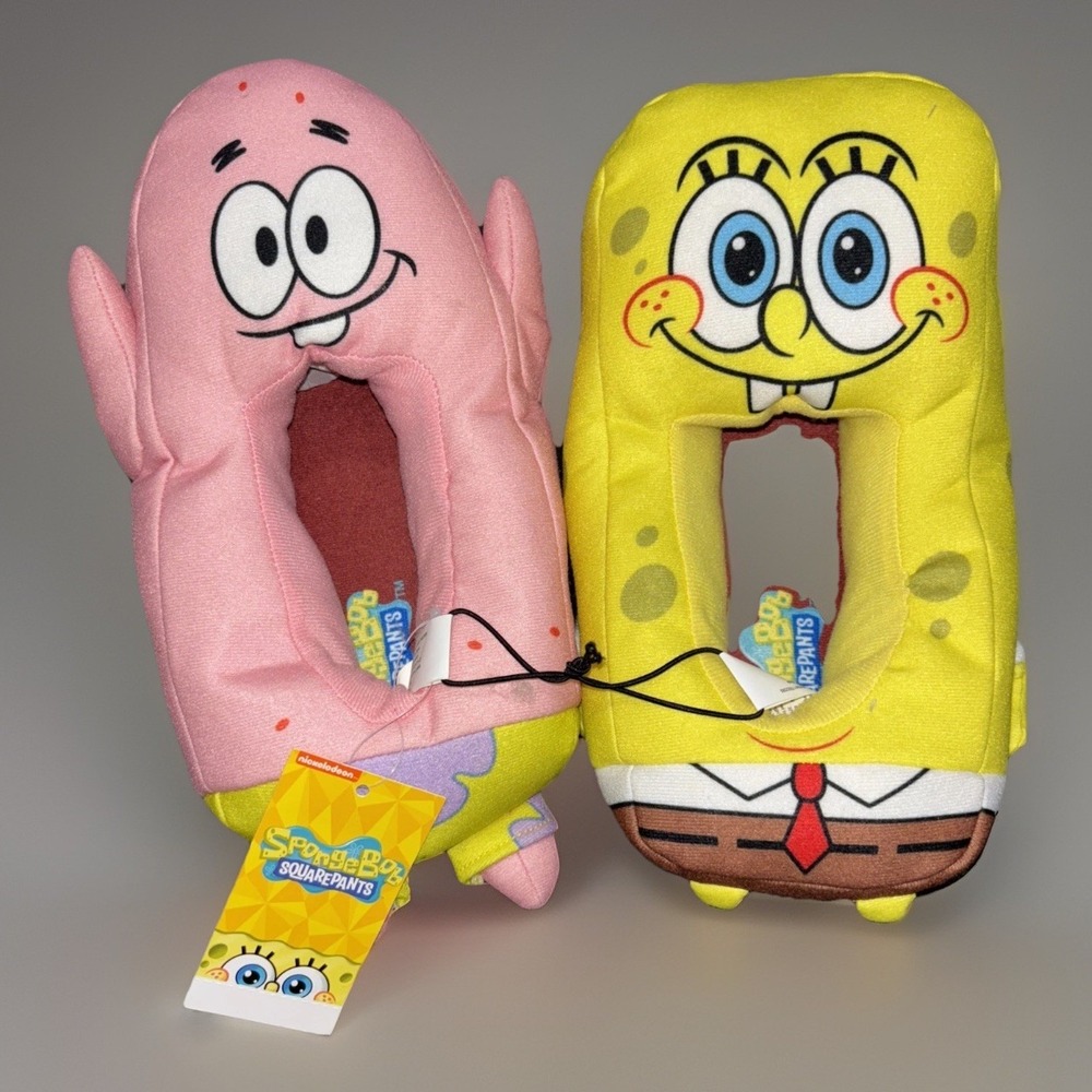 SpongeBob & Patrick Youth Slippers‎ Size 2-3 Plush Nickelodeon Walmart Exclusive
